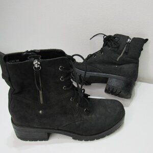 Dunes Kobe Women Blk Combat Lace Up Boot Moto Zip Up Y2K Grunge Goth Booties 9M